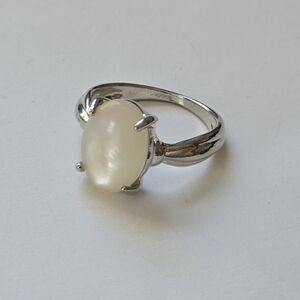 Vintage Silver Pearl Gem Ring Size 8.5